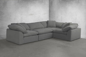 Sunset Trading Cloud Puff 4 Piece 132" Wide Slipcovered Modular L Shaped Sectional Sofa | Stain Resistant Performance Fabric | Gray