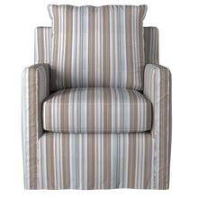 Load image into Gallery viewer, Sunset Trading Seaside Blue Striped Slipcover for Box Cushion Track Arm Club Chair | Performance Fabric