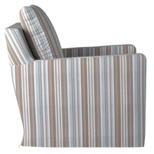 Load image into Gallery viewer, Sunset Trading Seaside Blue Striped Slipcover for Box Cushion Track Arm Club Chair | Performance Fabric
