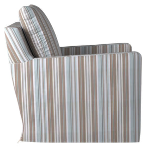 Sunset Trading Seaside Blue Striped Slipcover for Box Cushion Track Arm Club Chair | Performance Fabric