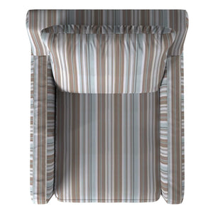 Sunset Trading Seaside Blue Striped Slipcover for Box Cushion Track Arm Club Chair | Performance Fabric
