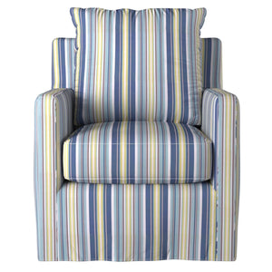 Sunset Trading Seaside Beach Striped Slipcover for Box Cushion Track Arm Club Chair | Performance Fabric