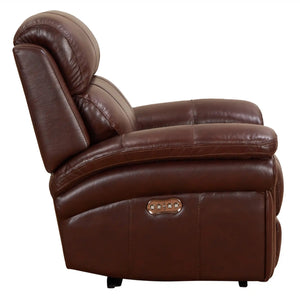 Sunset Trading Luxe Leather Reclining Chair | Adjustable Headrest | Power Recliner | USB Ports | Brown