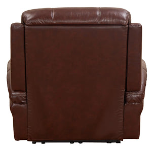 Sunset Trading Luxe Leather Reclining Chair | Adjustable Headrest | Power Recliner | USB Ports | Brown
