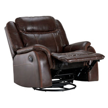 Load image into Gallery viewer, Sunset Trading Avant 38&quot; Wide Recliner | Reclining Rocking Swivel Chair | Brown Faux Leather