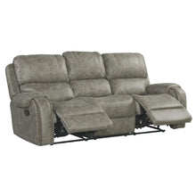 Load image into Gallery viewer, Sunset Trading Calvin 86&quot; Wide Dual Reclining Sofa | Nailheads | Easy to Clean Gray Fabric Couch