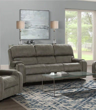 Load image into Gallery viewer, Sunset Trading Calvin 86&quot; Wide Dual Reclining Sofa | Nailheads | Easy to Clean Gray Fabric Couch