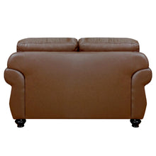 Load image into Gallery viewer, Sunset Trading Charleston 63&quot; Wide Top Grain Leather Loveseat | Chestnut Brown Rolled Arm Small Couch with Nailheads