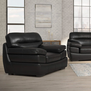 Sunset Trading Jayson 45" Wide Top Grain Leather Armchair | Black
