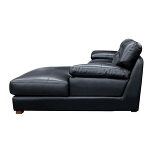 Sunset Trading Jayson 115" Wide Top Grain Leather Sofa with Chaise | Black Right Facing Chofa | Oversized Couch Sectional