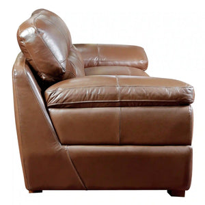 Sunset Trading Jayson 89" Wide Top Grain Leather Sofa | Chestnut Brown