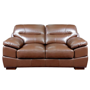Sunset Trading Jayson 3 Piece Top Grain Leather Living Room Set | Chestnut Brown Sofa Loveseat and Chair