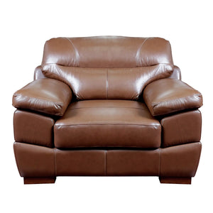 Sunset Trading Jayson 3 Piece Top Grain Leather Living Room Set | Chestnut Brown Sofa Loveseat and Chair