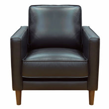 Load image into Gallery viewer, Sunset Trading Prelude 32&quot; Wide Black Top Grain Leather Armchair | Mid Century Modern Accent Chair | Small Space Living Room Furniture