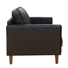 Load image into Gallery viewer, Sunset Trading Prelude 55&quot; Wide Black Top Grain Leather Loveseat | Mid Century Modern Small Couch