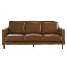 Load image into Gallery viewer, Sunset Trading Prelude 79&quot; Wide Top Grain Leather Sofa | Chestnut Brown | Mid Century Modern 3 Seater Couch