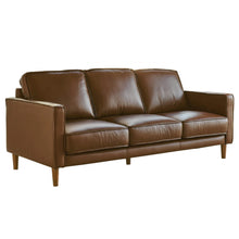 Load image into Gallery viewer, Sunset Trading Prelude 3 Piece Top Grain Leather Living Room Set | Chestnut Brown | Mid Century Modern Sofa Loveseat and Chair