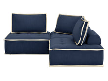 Load image into Gallery viewer, Sunset Trading Pixie 3 Piece Sofa Sectional | Modular Couch | Navy Blue and Cream Fabric