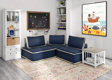 Load image into Gallery viewer, Sunset Trading Pixie 3 Piece Sofa Sectional | Modular Couch | Navy Blue and Cream Fabric