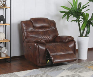 Sunset Trading Diamond Power Recliner | Brown Leather Gel