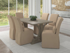 Sunset Trading Newport Slipcovered Dining Chair | Stain Resistant Performance Fabric | Tan