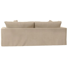 Load image into Gallery viewer, Sunset Trading Newport Slipcovered Recessed Fin Arm 94&quot; Sofa | Stain Resistant Performance Fabric | 4 Throw Pillows | Tan 