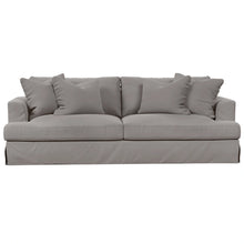 Load image into Gallery viewer, Sunset Trading Newport Slipcovered Recessed Fin Arm 94&quot; Sofa | Stain Resistant Performance Fabric | 4 Throw Pillows | Gray 