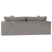 Load image into Gallery viewer, Sunset Trading Newport Slipcovered Recessed Fin Arm 94&quot; Sofa | Stain Resistant Performance Fabric | 4 Throw Pillows | Gray 
