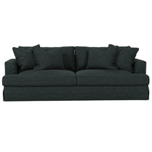 Load image into Gallery viewer, Sunset Trading Newport Slipcovered Recessed Fin Arm 94&quot; Sofa | Stain Resistant Performance Fabric | 4 Throw Pillows | Dark Gray