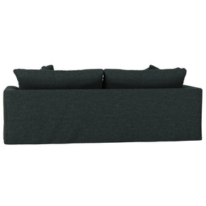 Sunset Trading Newport Slipcovered Recessed Fin Arm 94" Sofa | Stain Resistant Performance Fabric | 4 Throw Pillows | Dark Gray