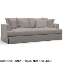 Load image into Gallery viewer, Sunset Trading Newport Slipcover Only for Recessed Fin Arm 94&quot; Sofa | Stain Resistant Performance Fabric | 4 Throw Pillow Covers | Gray 