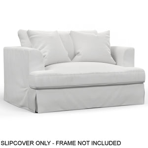 Sunset Trading Newport Slipcover Only for 52" Wide Chair and A Half with Ottoman | Stain Resistant Performance Fabric | 2 Throw Pillow Covers | White 