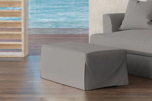 Sunset Trading Newport Slipcovered 44" Wide Ottoman | Stain Resistant Performance Fabric | Gray 