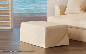 Sunset Trading Newport Slipcover Only for 44" Wide Ottoman | Stain Resistant Performance Fabric | Tan 