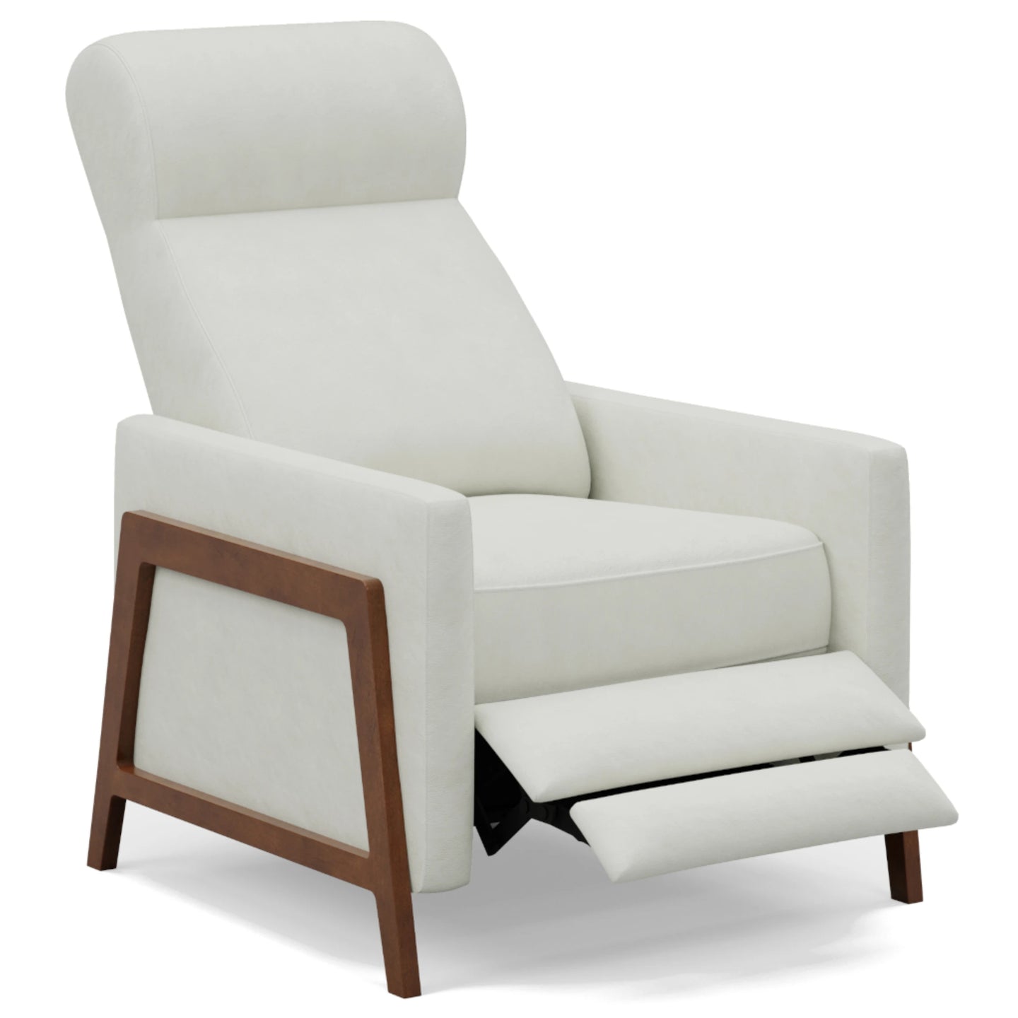 Sunset Trading Edge Pushback Leather Recliner | Manual Reclining Chair | Thin Track Arms | Pearl White