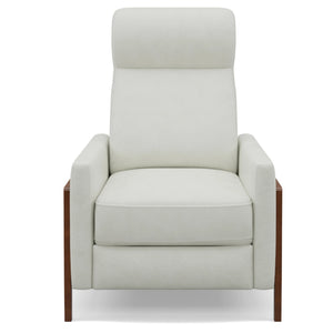 Sunset Trading Edge Pushback Leather Recliner | Manual Reclining Chair | Thin Track Arms | Pearl White