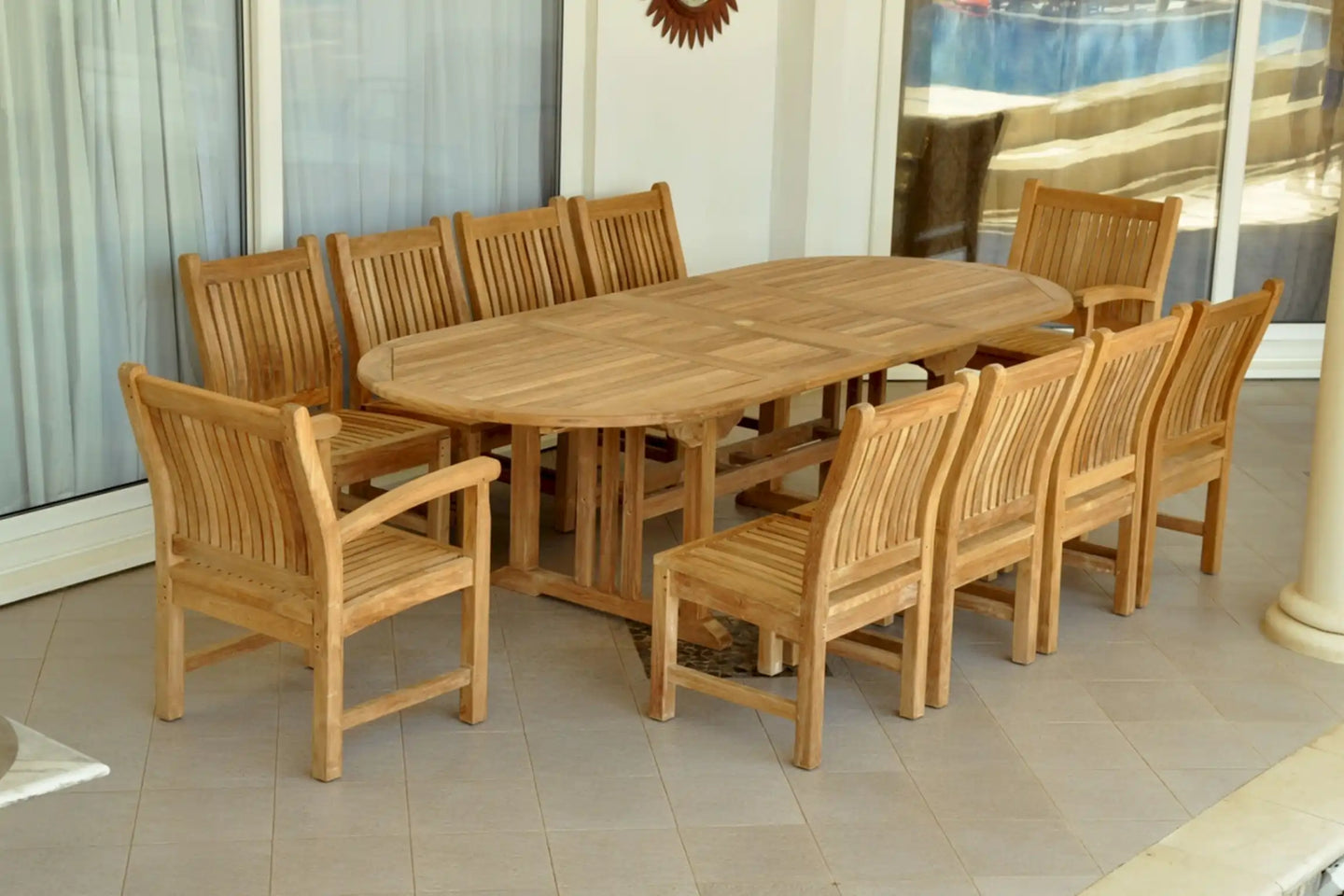 Sahara Dining Side Chair 11-Pieces Oval Dining Set
