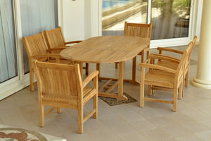 Bahama Sahara Armchair 7-Pieces 87" Oval Dining Set