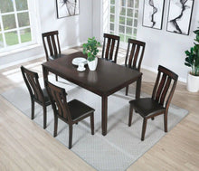 Load image into Gallery viewer, Sunset Trading Boller 7 Piece Dining Set | Rectangular Table | Solid Burnished Brown Wood | Seats 6 | Upholstered Side Chairs