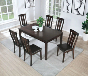 Sunset Trading Boller 7 Piece Dining Set | Rectangular Table | Solid Burnished Brown Wood | Seats 6 | Upholstered Side Chairs